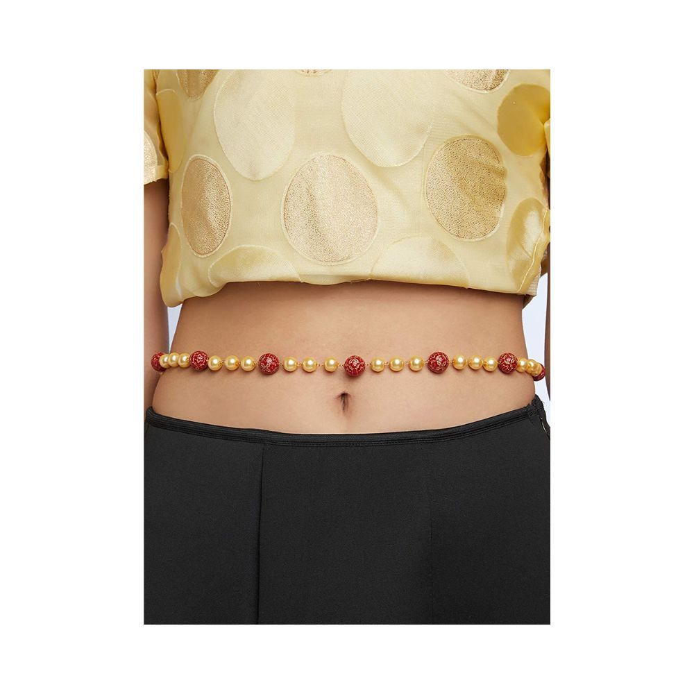 Accessher Indo Western Pearl Waist Chain Kamarband for Women