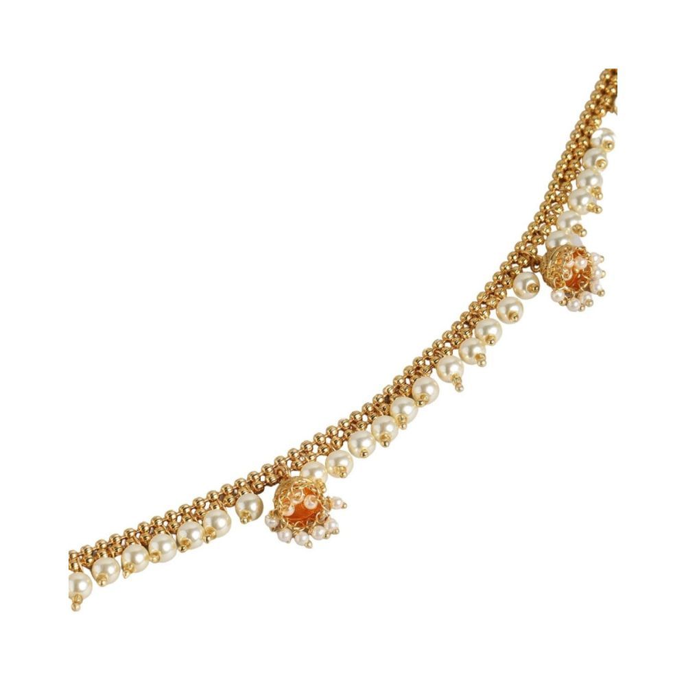Accessher Women White & Gold Plated Pearls Kamarband - Brass