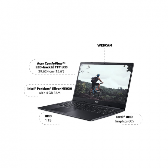 Acer Extensa 15 Thin & Light Intel Processor Pentium Silver N5030 15.6 inches(39.6cm) Business Laptop (4GB RAM/1TB HDD/Windows 10 Home/Integrated Graphic Card/Black/1.9 Kg, EX215-31)