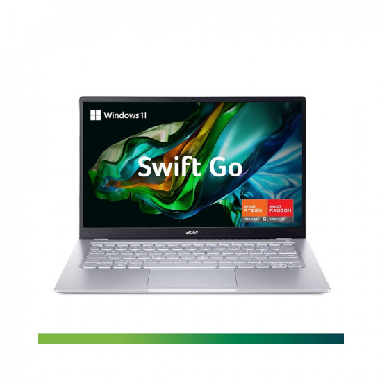 Acer Swift Go 14 Thin and Light Premium Laptop AMD Ryzen 5 7530U Hexa-Core Processor (8GB/ 512 GB SSD/Windows 11 Home/MS Office Home and Student) Pure Silver, SFG14-41, 35.56 cm (14.0