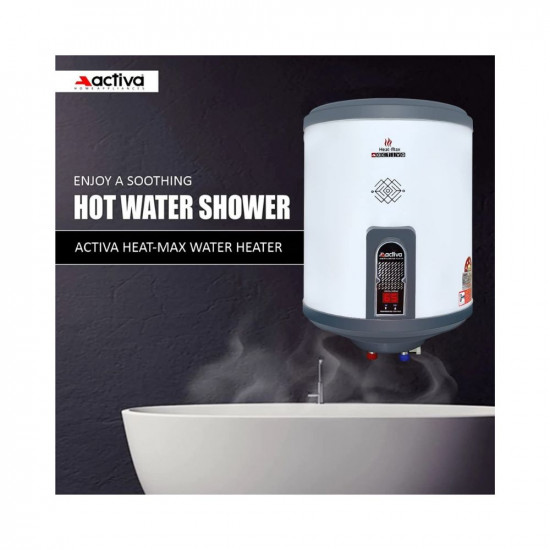 Activa 25Ltr Storage (2kva) Special Anti Rust Coated Geyser Heat-Max (0.7 MM SS Tank) With Digital Display Suitable For High Rise Buildings Comes with 5 Years Warranty (25 Ltr)