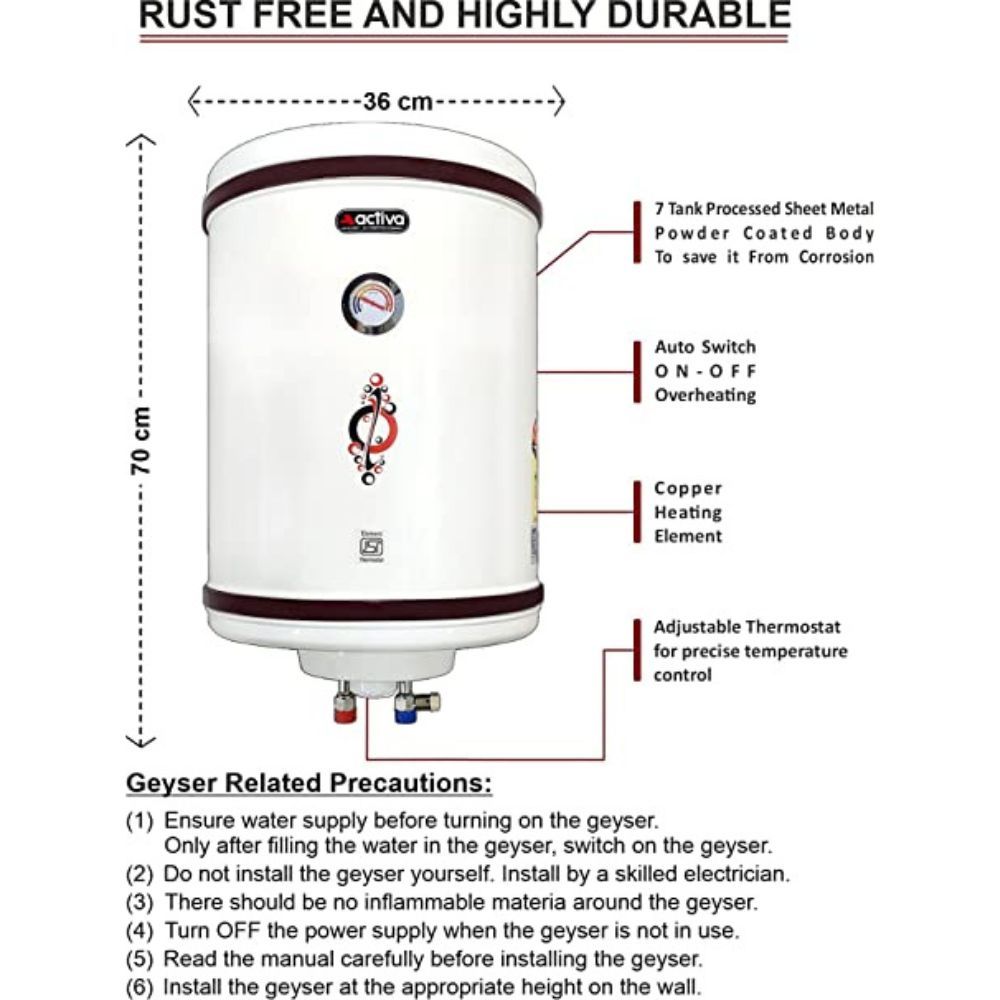 ACTIVA Storage 50 LTR. 5 Stars (.8mm TANK) 2 KVA Geyser (50 LTR)