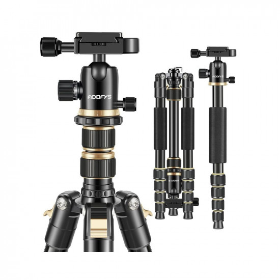Adofys Professional special quality Aluminium alloy 65 inches/165 Centimeters Camera Travel Tripod Monopod with 360 Degree Ball Head,1/4 inch Quick Shoe Plate and Bag for DSLR Camera Video Camcorder up to 10 kilograms