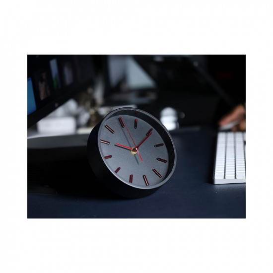 ADTALA Unique Design Simple Table Clock Analogue Table Clocks/Decor Clocks for Home & Office,Desk Clock 15.24 x 15.24 CM - Black + Red + Gold Color