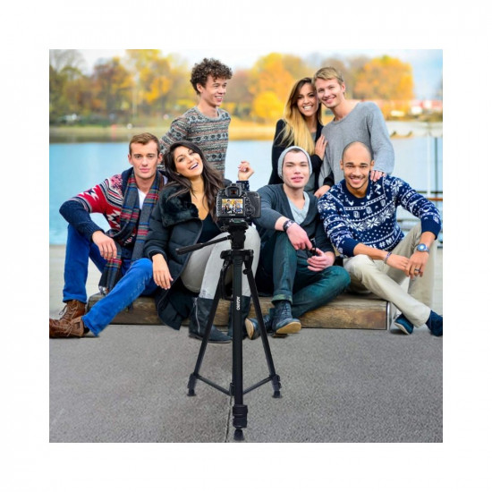 AGARO Adjustable Camera Tripod Stand with Mobile Phones Clip & Camera Holder, Supports Up to 3 Kgs, 66 inches (167 cm) Tall