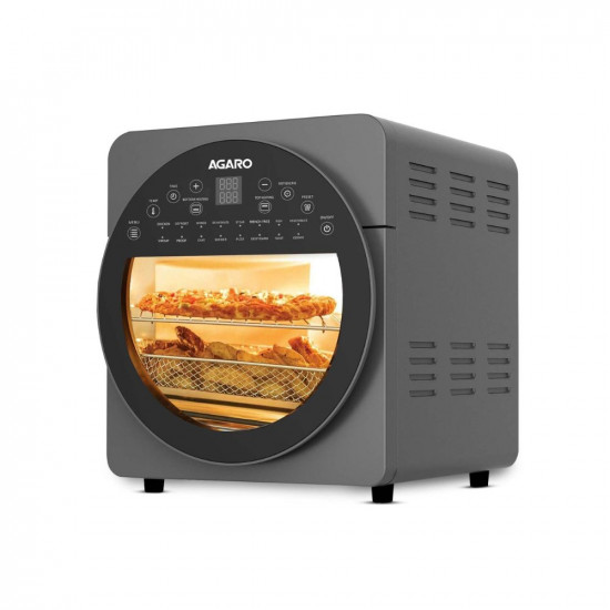AGARO Elite Air Fryer For Home 145L Rotisserie Convection Oven 1700W Electric Oven 16 Preset Menus Digital Display Touch Control Bake Roast Toast Defrost Dehydrate Keep Warm Dark Grey