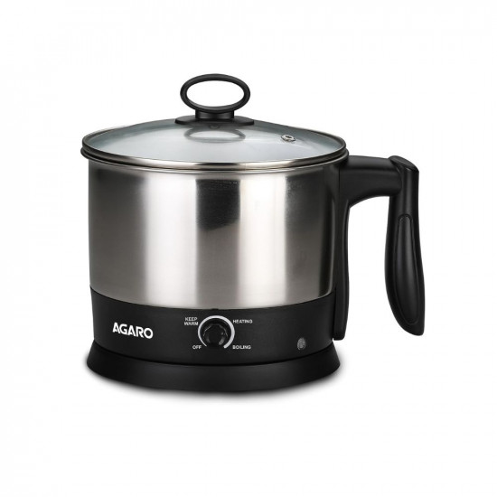 AGARO Esteem Multi Kettle 12 Litre 600W with 3 Heating Modes  Rapid Boil Technology Silver