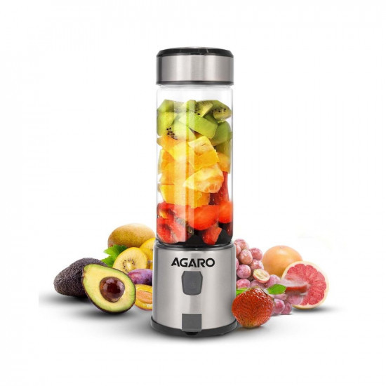 AGARO Galaxy Portable BlenderPortable Hand Blender For Kitchen450MlFor SmoothieShakesBaby Food  Juices126W3000 Mah BatteryUsb RechargeableFruit Juice MachineStainless Steel Blade250 Watts