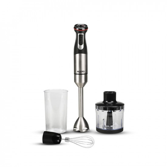 AGARO Grand 1000 Watts Hand Blender With Chopper Jar  Whisker 2 Variable Speed Modes  Speed Regulator Stainless Steel BladesBlack 400mmx60mm 33635