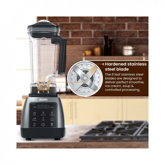 AGARO Royal Professional BlenderGrinderMixer 2000W 5 Preset Function Commercial heavy duty blender High Power  Speed Blender 9 Speed Settings Pulse  Timer 2L  600ml Small Grinding Jar