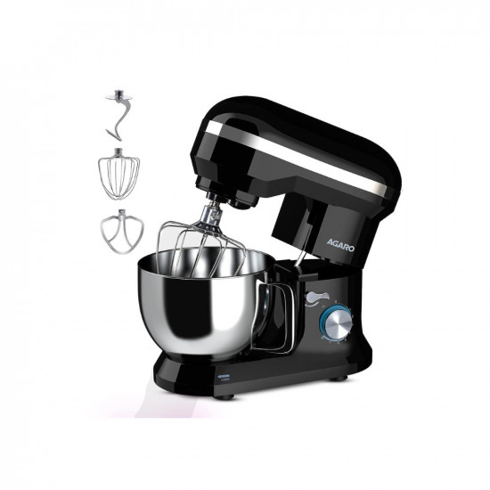 AGARO Royal Stand Mixer 1000W with 5L SS Bowl and 8 Speed Setting I Includes Whisking Cone Mixing Beater  Dough Hook and Splash Guard 2 Years Warranty Black