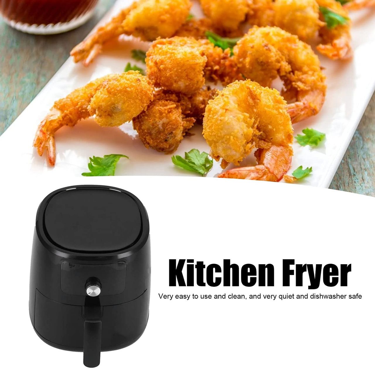 Air Fryer, 6L High Capacity Non-Stick Basket No PFOA Easy to Clean 6 Adjustable Temperatures Electric Air Fryer 1300W