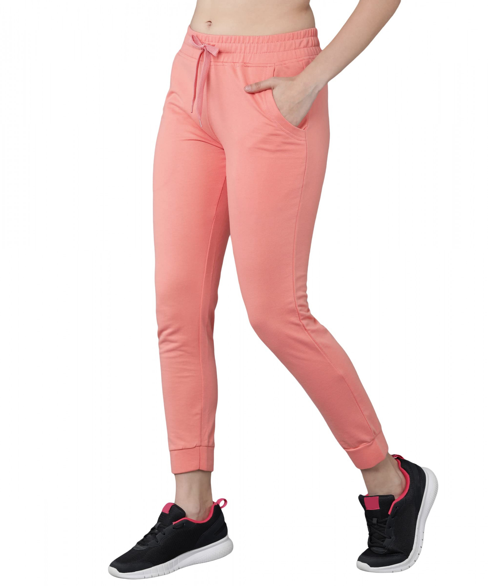 Alan Jones Clothing Women's Slim fit Joggers Track Pants  (WM19-JOG-BASIC_Pink_M),Size M