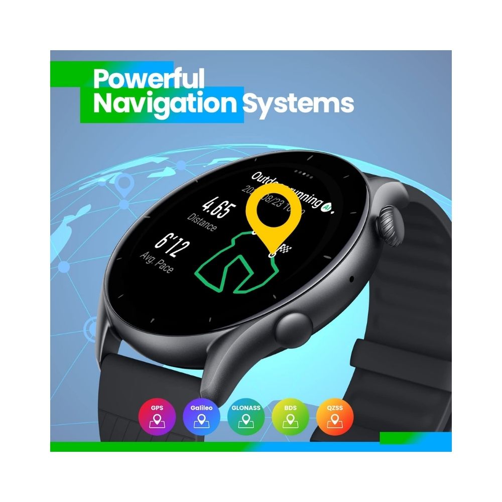 Amazfit GTR 3 Smartwatch (Grey Strap, Regular)