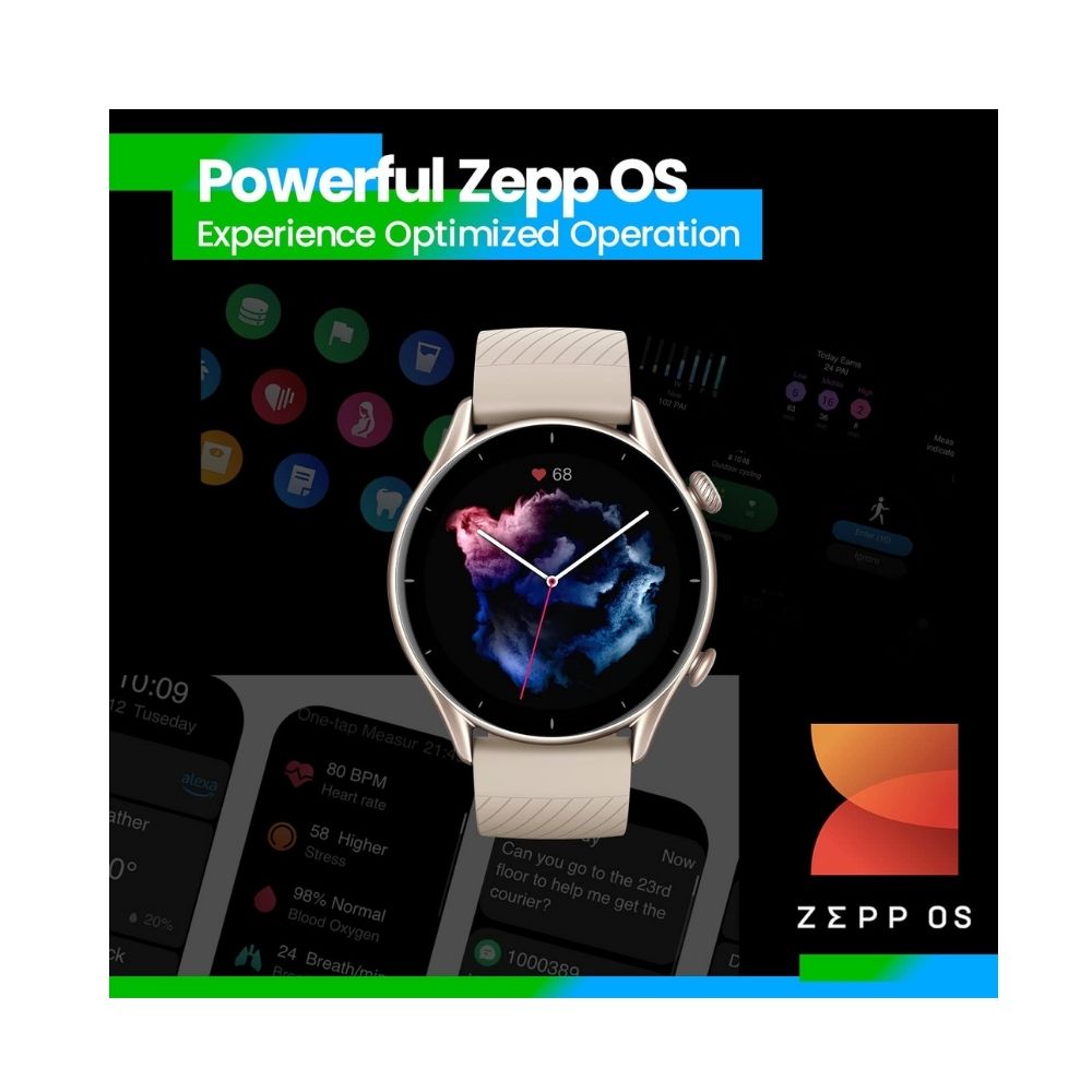 Amazfit GTR 3 Smartwatch (Grey Strap, Regular)