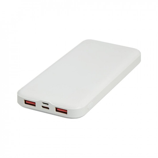 Amazon Basics 10000 mAh 22.5W Fast Charging Lithium Polymer Power Bank | Charging Indicator + Type C Cable | Triple Output, White
