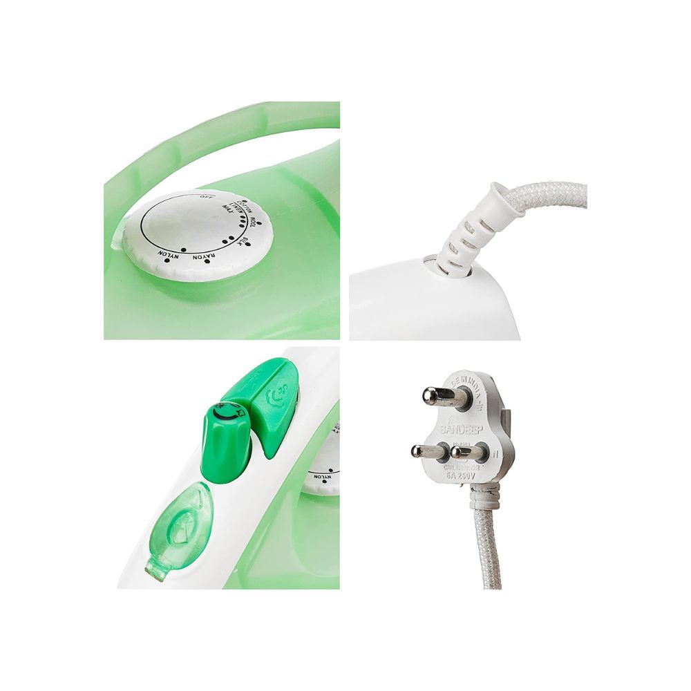 Amazon Basics 1200W Steam Iron with Spray White and Green