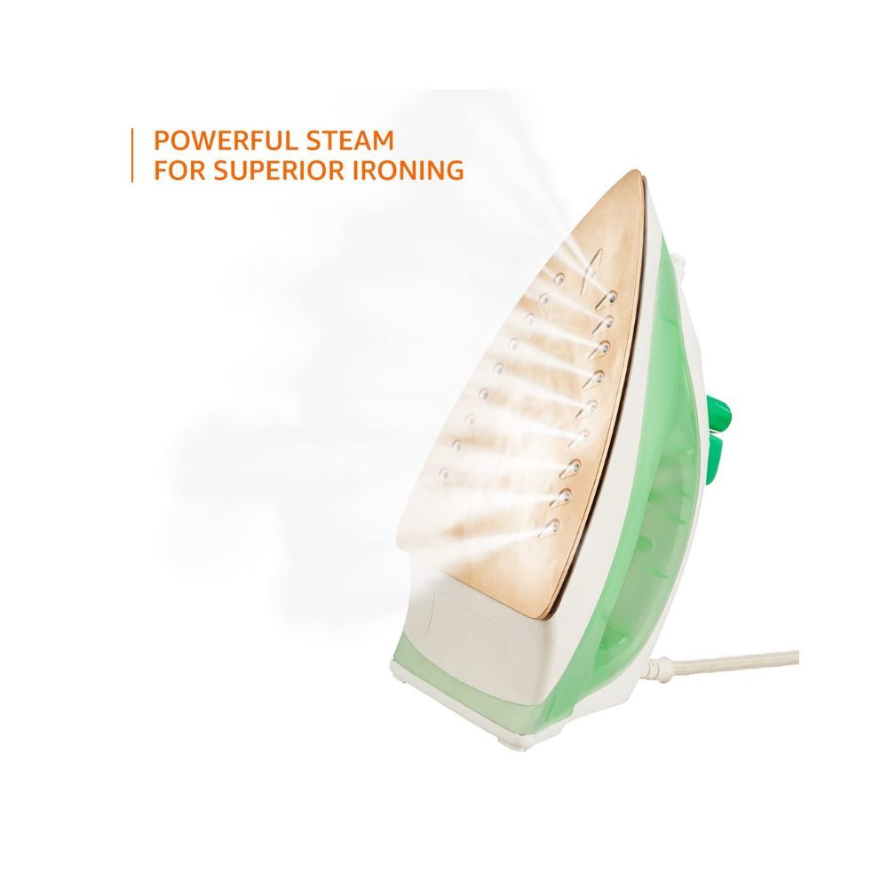 Amazon Basics 1200W Steam Iron with Spray White and Green