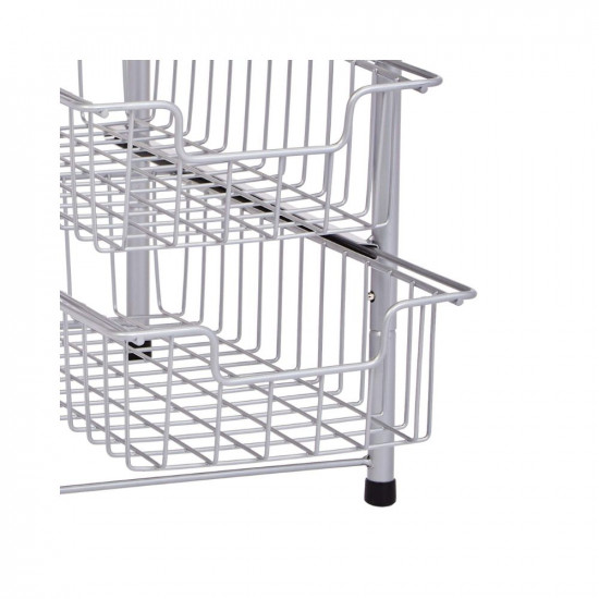 amazon basics 2-Tier Sliding Drawers Basket Storage Organizer, Silver