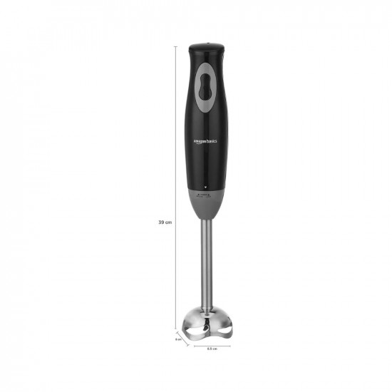 Amazon Basics 300 W Hand Blender with Stainless Steel Stem for Hot/Cold Blending and In-Built Cord Hook, ISI-Marked, Black