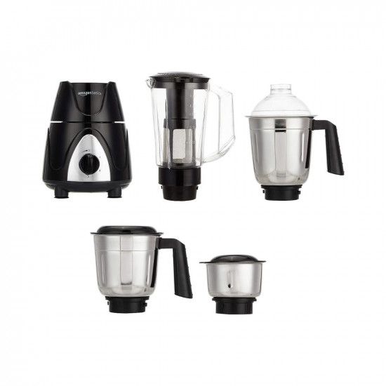 Amazon Basics Premium 750 Watt Mixer Grinder with 3 Stainless Steel Jar  1 Juicer Jar Black  Grey