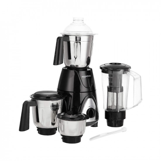 Amazon Basics Premium 750 Watt Mixer Grinder with 3 Stainless Steel Jar  1 Juicer Jar Black  Grey
