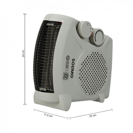 Amazon Brand - Solimo 2000/1000 Watts Room Heater with Adjustable Thermostat (ISI certified, Beige colour, Ideal for Small to Medium Room/ Area)