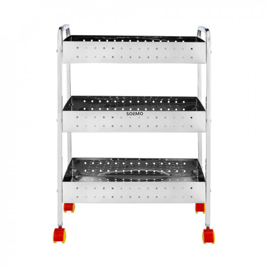 Amazon Brand - Solimo 3 Layer Stainless Steel Kitchen Trolley Rack Fruit Vegetable Storage Rack