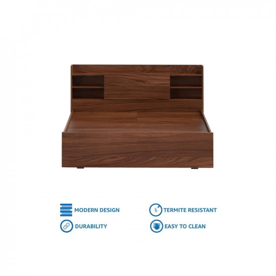 Amazon Brand - Solimo Picton Engineered Wood Queen Size Bed with Storage (Asian Walnut)