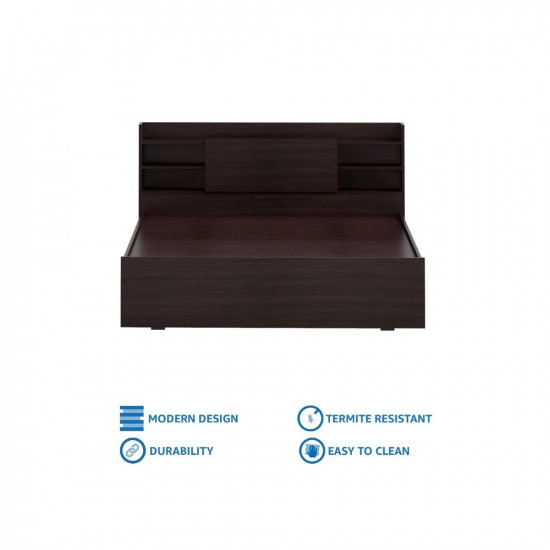 Amazon Brand - Solimo Picton Engineered Wood Queen Size Bed without Storage (Wenge)