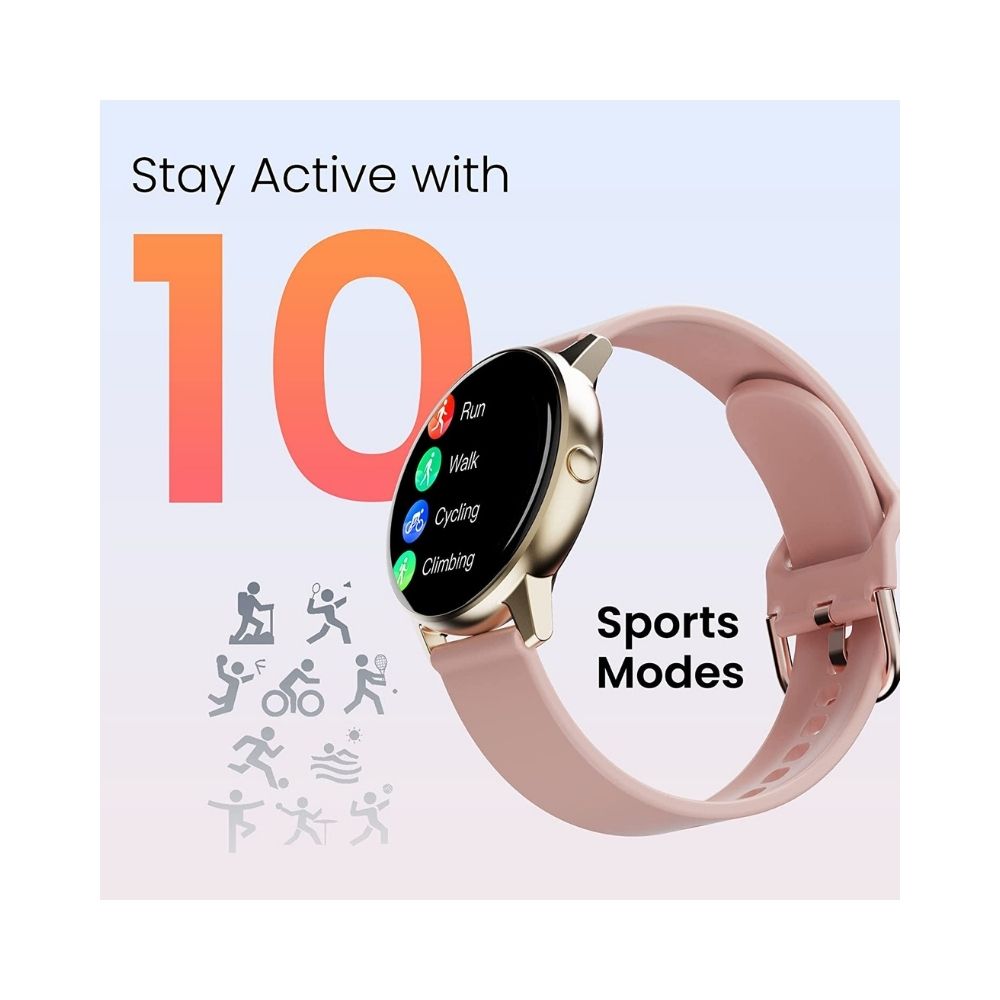 Ambrane Curl Smartwatch with 15 Days Battery Life, 1.28â Lucid Displayâ¢ - (Blush Pink)