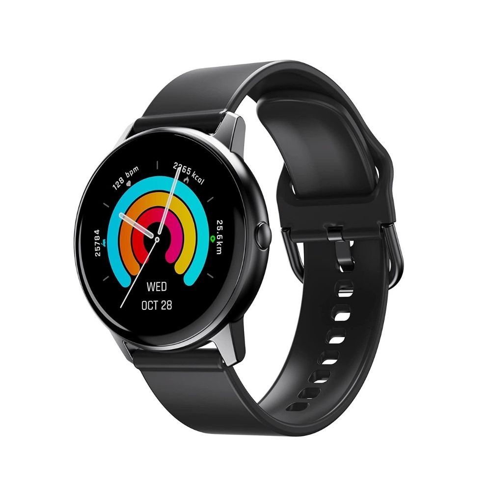 Ambrane Curl Smartwatch with 15 Days Battery Life, 1.28â Lucid Displayâ¢, - (Charcoal Black)