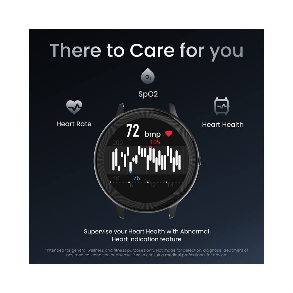 Ambrane Sphere Smartwatch with 450 Nits Brightness Lucid Displayâ¢, IP68 Water Resistant (Raven Black)