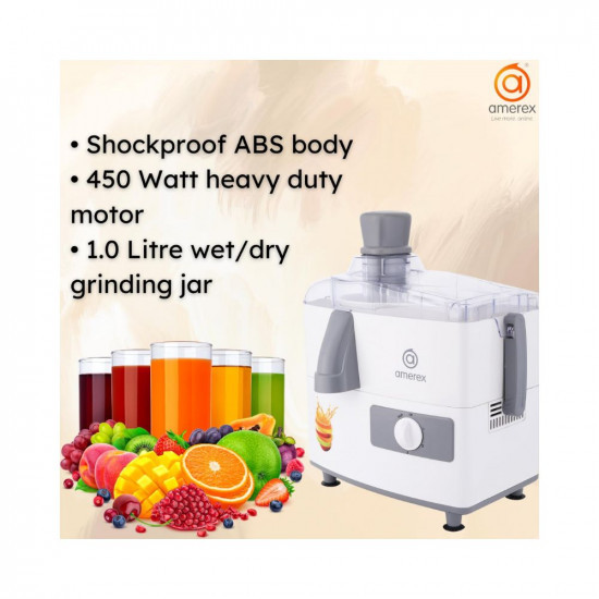Amerex 450 Watt Juicer Mixer Grinder With 2 Jars White 450 Watt 2 Years Warranty