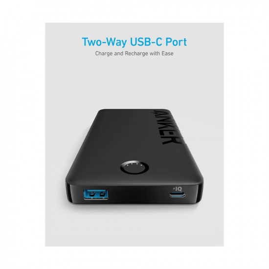 Anker 10000 mAh PD Power Bank, PowerCore (Series 3), Fast Charging PowerIQ (PIQ) Technology, USB-C Input, USB-A & USB-C Output, Charge 2 Devices at Once, Ultra Slim Portable Charger