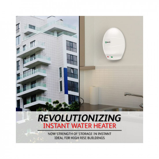 AO Smith EWS-3 Glass Lined 3 Litre 3KW Instant Water Heater (Geyser) w/ ABS outer Body |Compact Size|Suitable-High-rise Buildings|8 Bar High Pressure rating |Made for Kitchen and Bathroom Applications