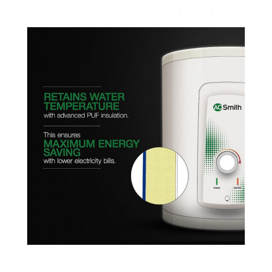 AO Smith HSE-VAS-X-015 Storage 15 Litre Vertical Water Heater (Geyser) Rust-proof outer Body|High Energy Efficiency|Suitable High-rise Buildings Wall Mounting|8 Bar High Pressure rating