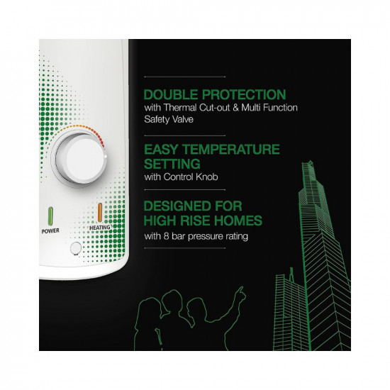 AO Smith HSE-VAS-X-015 Storage 15 Litre Vertical Water Heater (Geyser) Rust-proof outer Body|High Energy Efficiency|Suitable High-rise Buildings Wall Mounting|8 Bar High Pressure rating