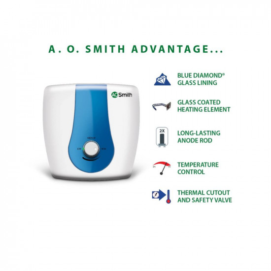 AO Smith SDS-GREEN -025 Storage 25 Litre Vertical Water Heater (Geyser) ABS Body|BEE 5 Star Superior Energy Efficiency|Enhanced Durability w/ Blue Diamond Tank Coating|Suitable High rise Buildings