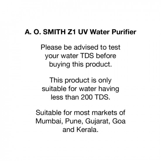 AO Smith Z1 Hot+ normal UV | UV+ UF (Ultra Violet+ Ultra Fine)Suitable for Municipal Water TDS below 200 Hot Water 10L Storage Wall mount Water Purifier for home (Not Suitable for tanker or borewell water)