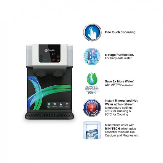 AO Smith Z9 Hot+ normal RO |Baby-Safe Water |Hot Water |10 L Storage|8-Stage Purification |100%RO+SCMT (Silver Charged Membrane Tech.)|Wall mount Water Purifier