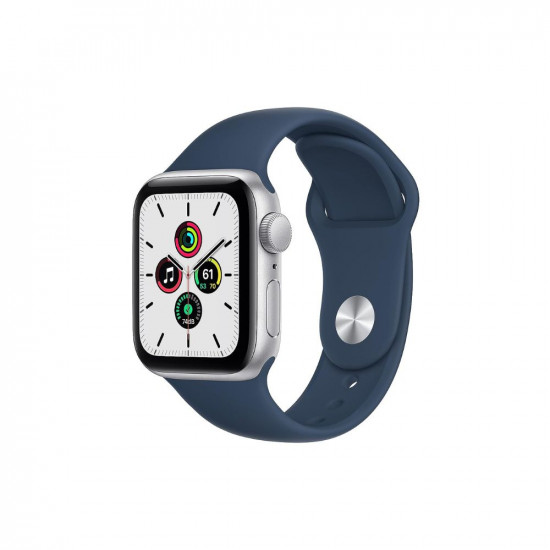 Apple Watch SE (GPS, 40mm) - Silver Aluminium Case with Abyss Blue Sport Band - Regular