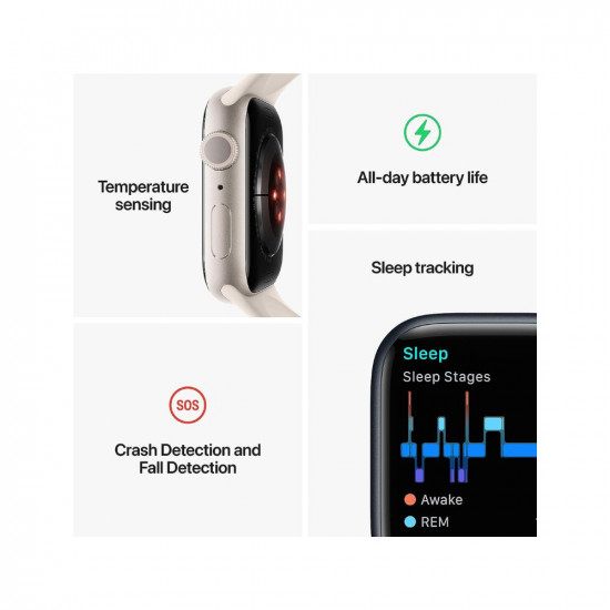 Apple Watch Series 8 [GPS 45 mm] Smart Watch w/Midnight Aluminium Case with Midnight Sport Band. Fitness Tracker, Blood Oxygen & ECG Apps, Always-On Retina Display, Water Resistant