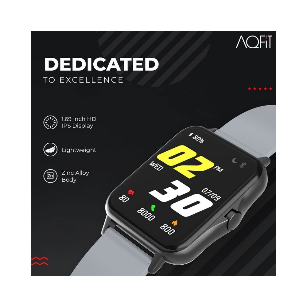 AQFIT W12 Smartwatch IP68 Water Resistant | 1.69â Full Touch Screen Display, for Men and Women(Dark Grey)