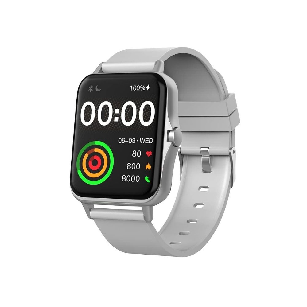 AQFIT W12 Smartwatch IP68 Water Resistant | 1.69â Full Touch Screen Display for Men and Women(Light Grey with Silver dial)