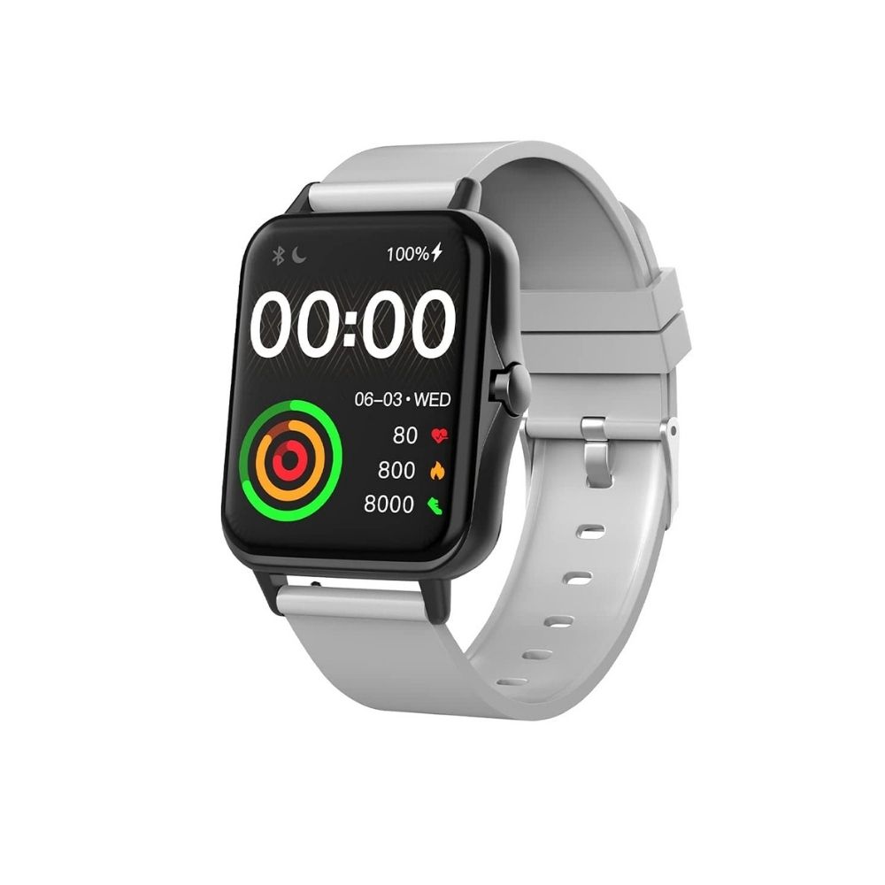 AQFIT W12 Smartwatch IP68 Water Resistant, 1.69â Full Touch Screen Display(with Black Dial, Light Grey)