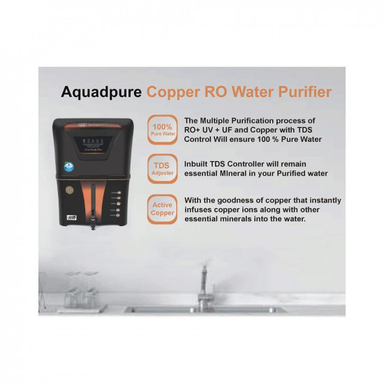 AQUA D PURE Copper  Mineral ROUVUF 10 to 12 Liter RO  UV  TDS ADJUSTER Water Purifier