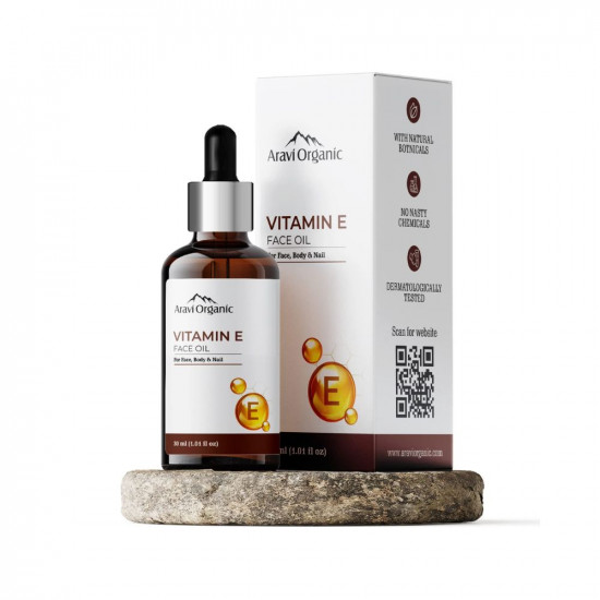 Aravi Organic Vitamin E Oil For Face - 30 ml | Best Oil For Face, Body and Nail From Veg Vitamin E Source
