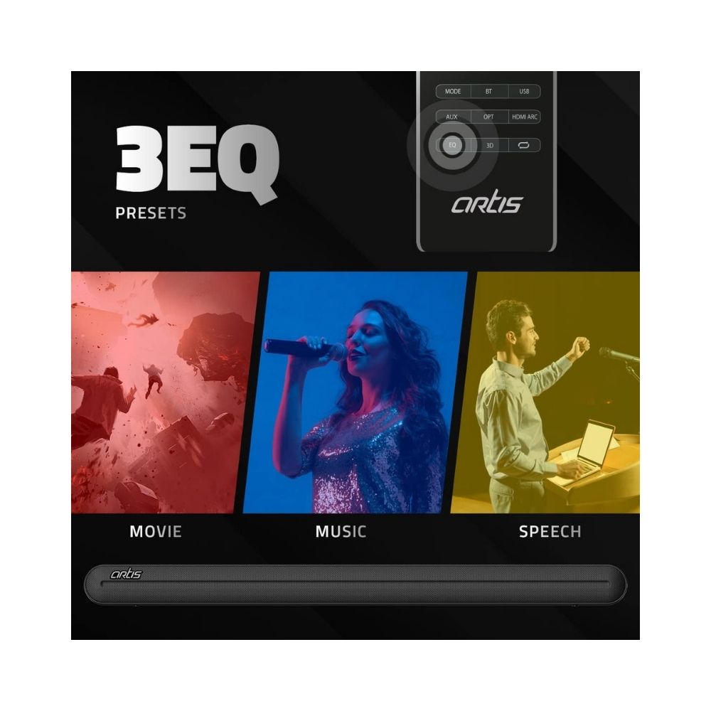 Artis BT-X9 120W 21Channel Wireless Bluetooth Sound bar  Wireless Subwoofer Black