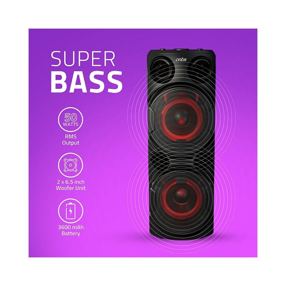Artis BT700 Wireless Bluetooth Super Bass Portable Party Speaker with RGB Lights 50W RMS Output